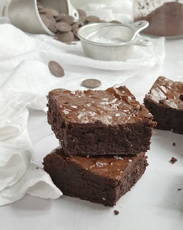 Two sweetened condensed milk brownies .