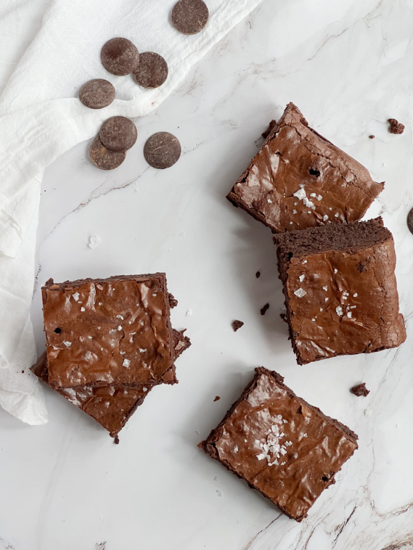 homemade sweetened condensed milk brownies with sea salt.