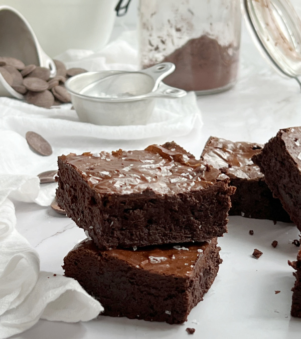 Sweetened condensed milk brownies homemade with sea salt.