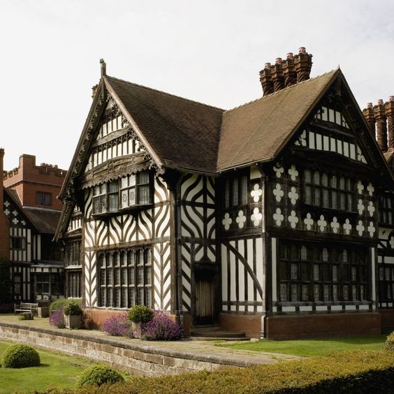 Wightwick Manor, a half timbered arts and crafts house.