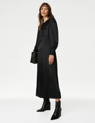 M & S black polka dot tea dress. 