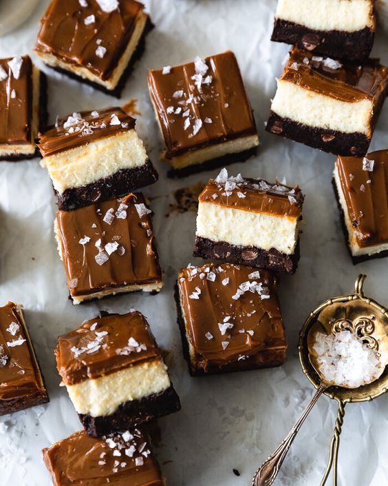 Friday Favorites Brownie Cheesecake Bars with Dulce de Leche