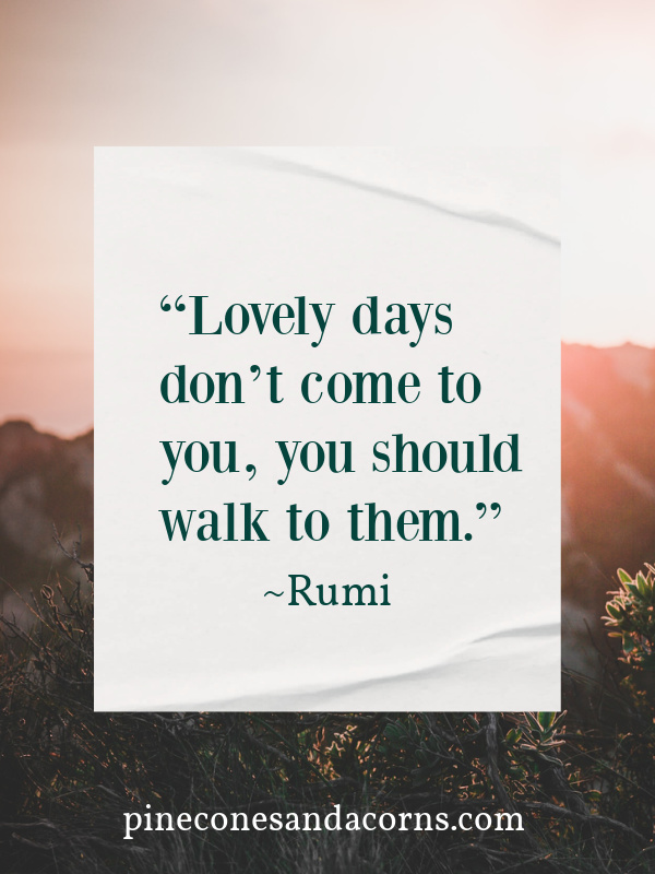 “Lovely days don’t come to you, you should walk to them.”