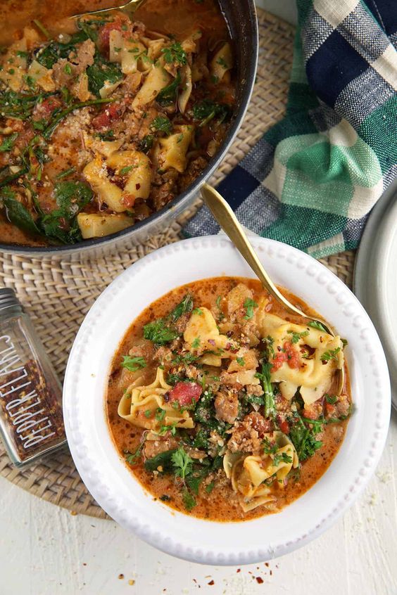 Friday Favorites Italian Sausage Tortellini soup