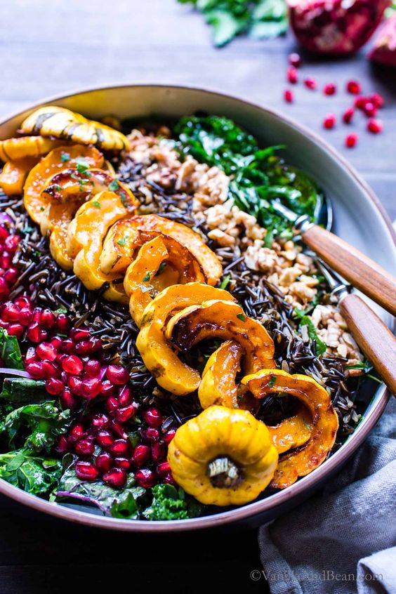 Maple roasted delicata squash salad.
