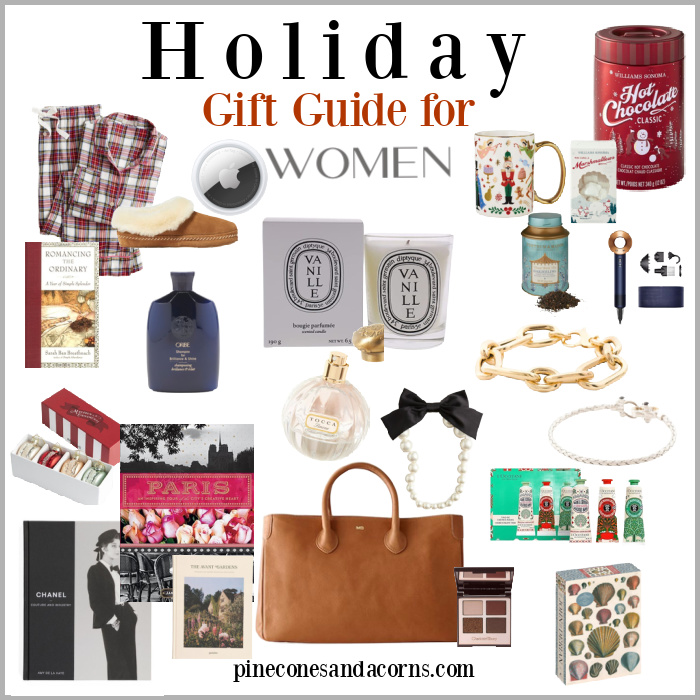 Holiday Gift Guide for women Pinecones and Acorns Blog.