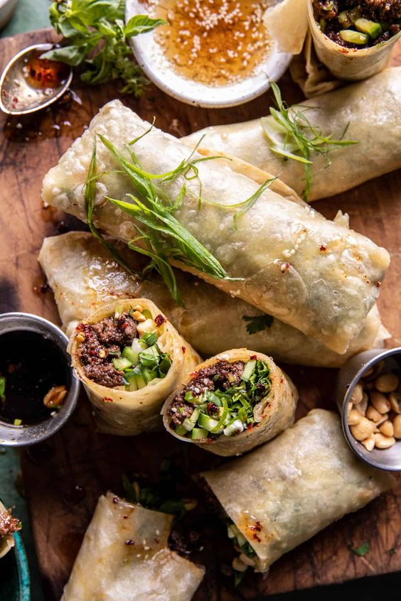 20 Minute Thai Basil Beef Rolls.
