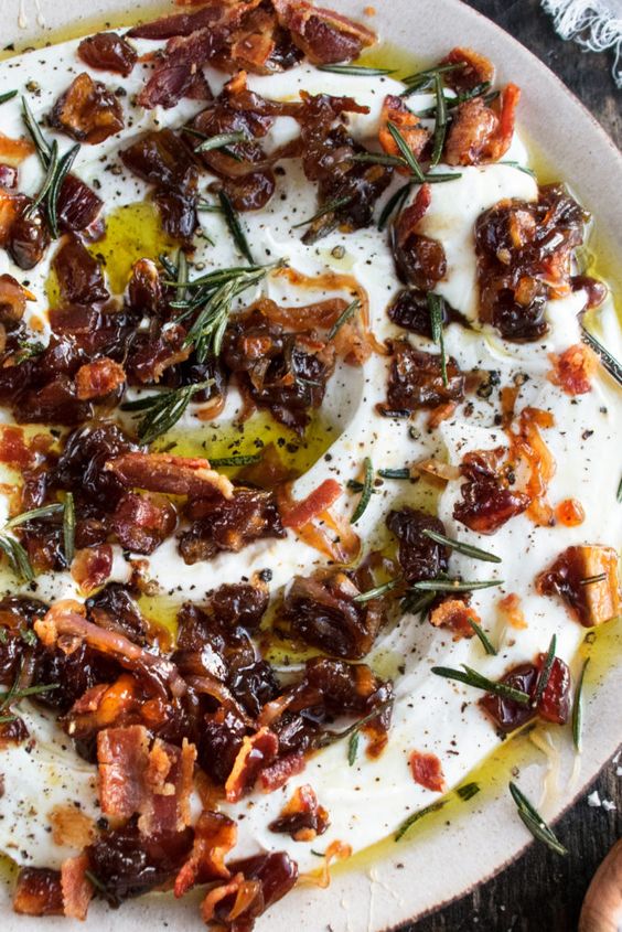 Friday Favorites, Whipped Goat Cheese with Bacon & Dates.