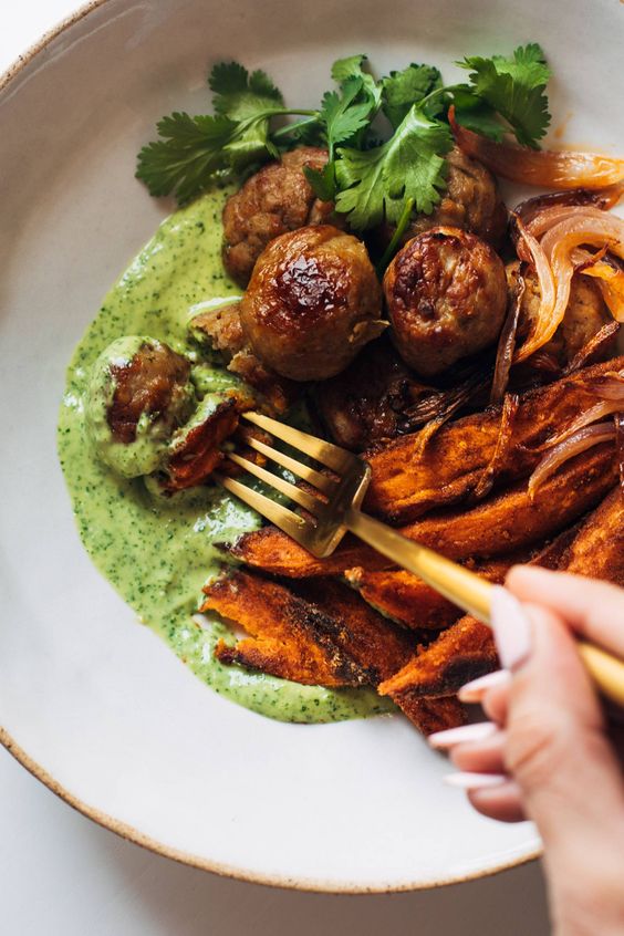 Avocado Mojo Bowls with Sweet Potato and Chicken
