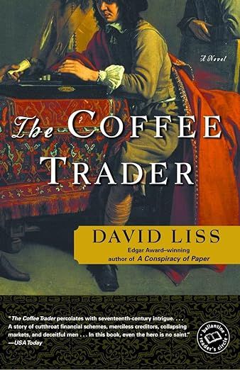 The Coffee Trader Book Cover with a Dutch man in clothing from 1600. 