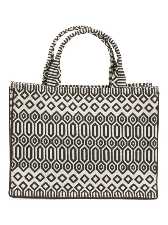 Black and white geometric tote. 