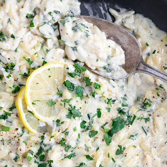 Creamy Lemon Parmesan Orzo.