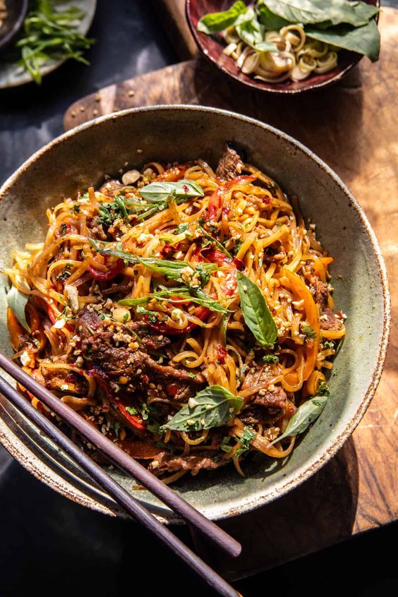 30 Minute Thai Basil Beef Noodles