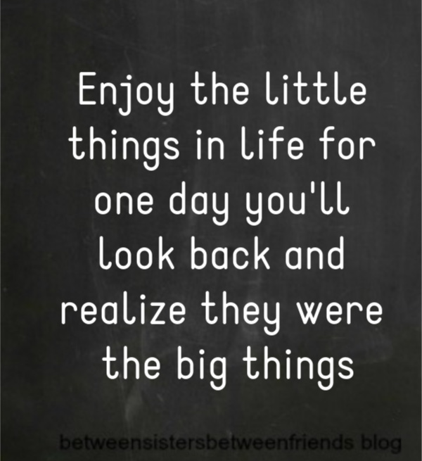 enjoy the little things because one day you will look back and realize they were the big things.
