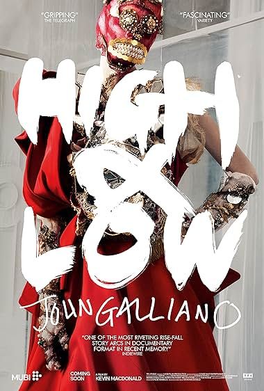 High & Low John Galliano Movie Poster with a red dress and graffiti high and low. 