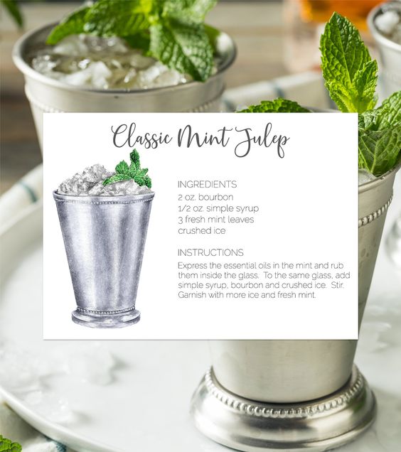 Mint julep recipe card