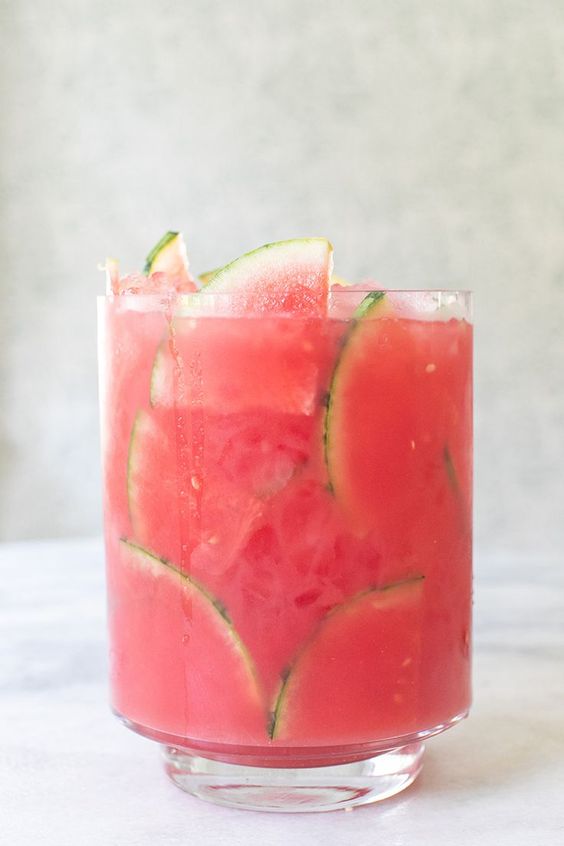 Watermelon cocktail in a glass. 