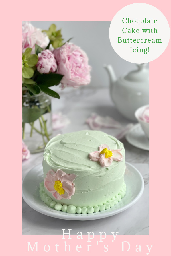 pin chocolate cake with buttercream icing mothers day.