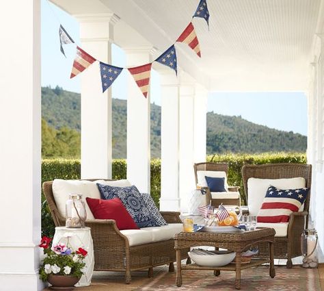 Burlap flag party banner