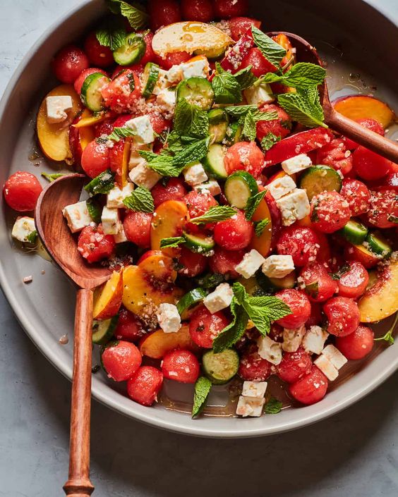 Watermelon Peach Salad.