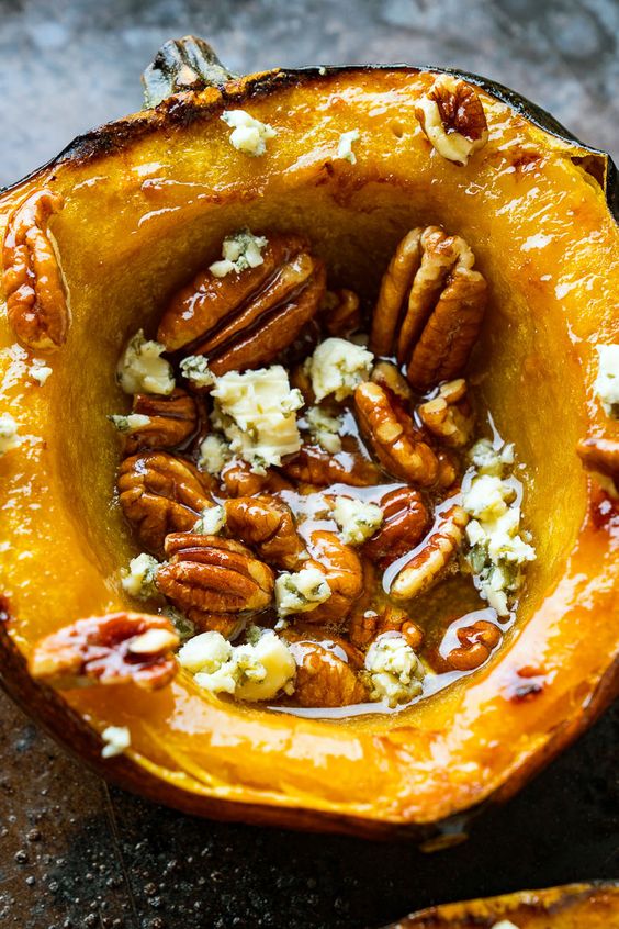 Maple Roasted Acorn Squash with pecans. 