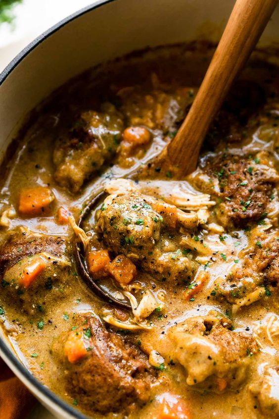 Chicken and pumpkin dumplings. 