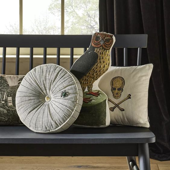 Three Halloween pillows John Derian for Target. 