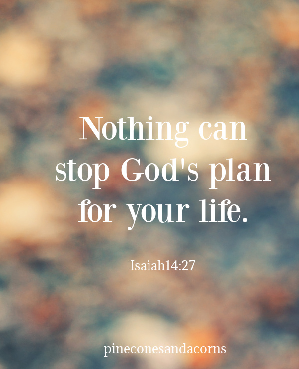 Isaiah 14 27 nothing can stop Gods plan for your life.