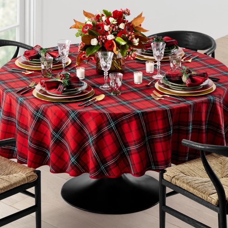 A tartan tablecloth. 