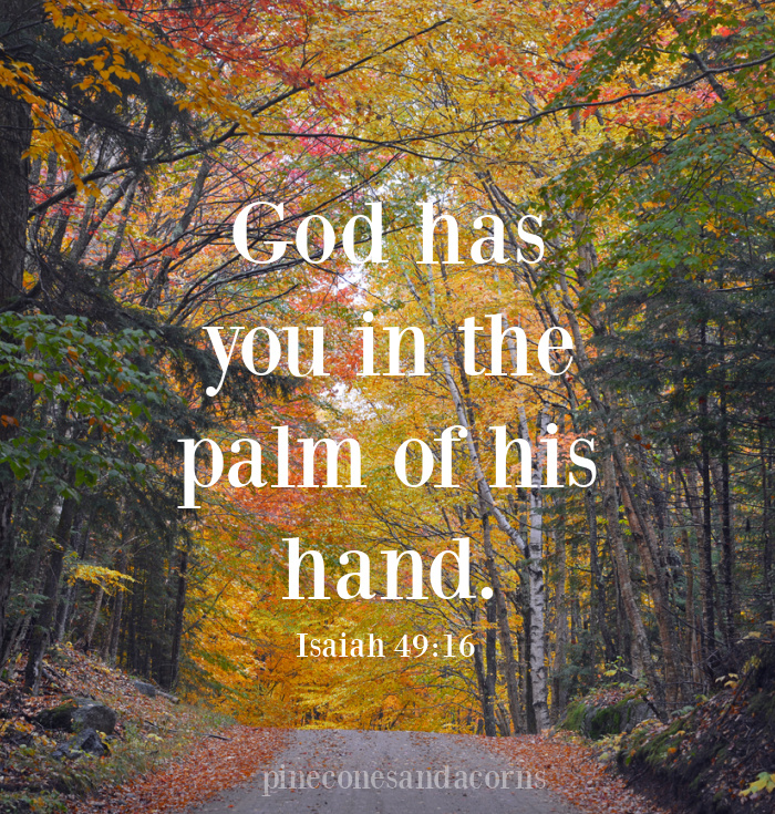 Isaiah 49_16 God has you in the palm of his hand.