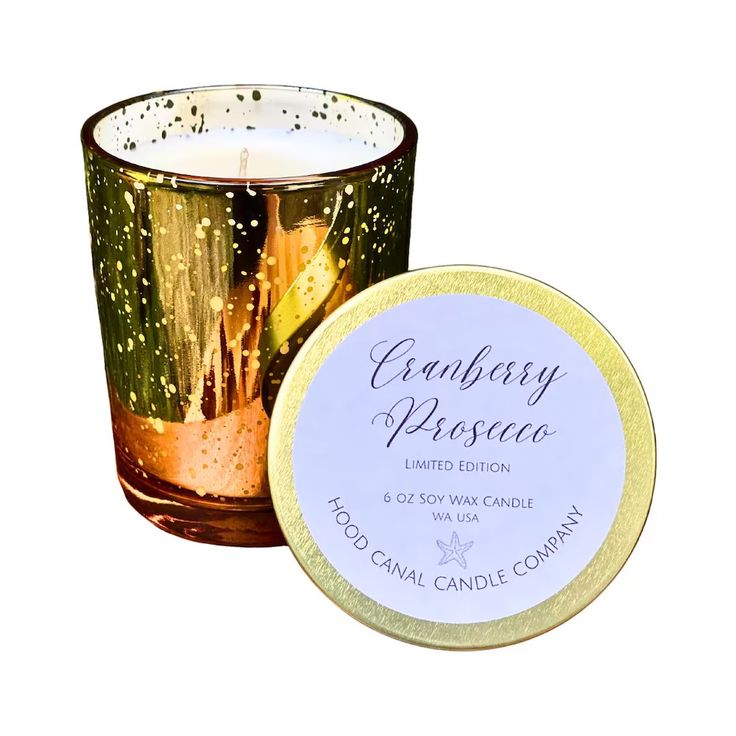 Hood Candle Company Cranberry Prosecco candle. 