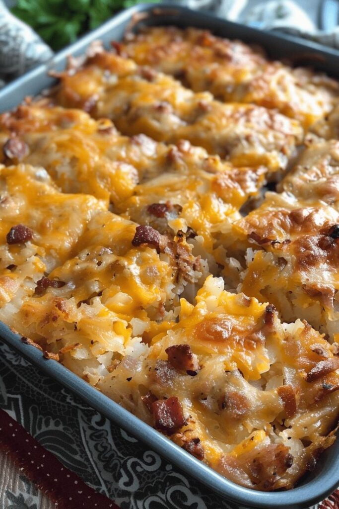 Creamy Sausage and hash brown casserole.