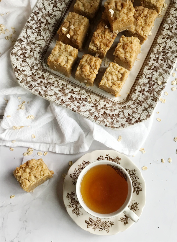 pumpkin bars and cup of tea
