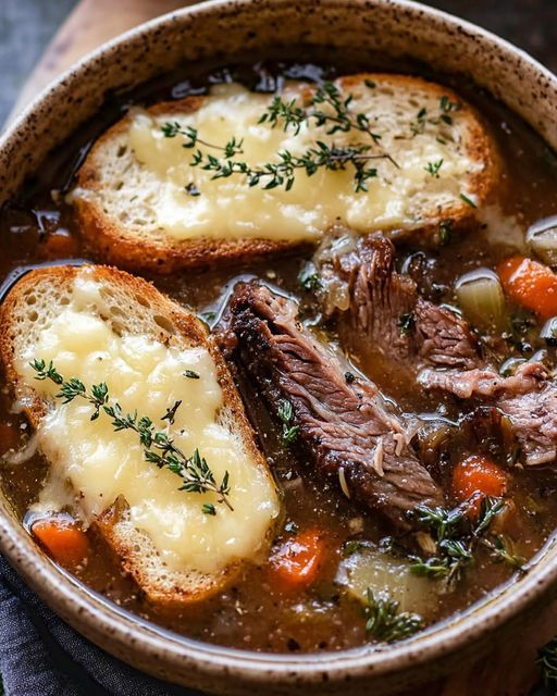 French Onion Beef Short Rib Soup. 