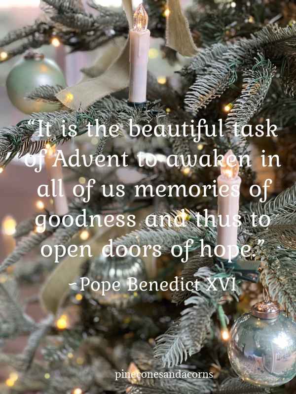 “It is the beautiful task of Advent to awaken in all of us memories of goodness and thus to open doors of hope.” – Pope Benedict XVI