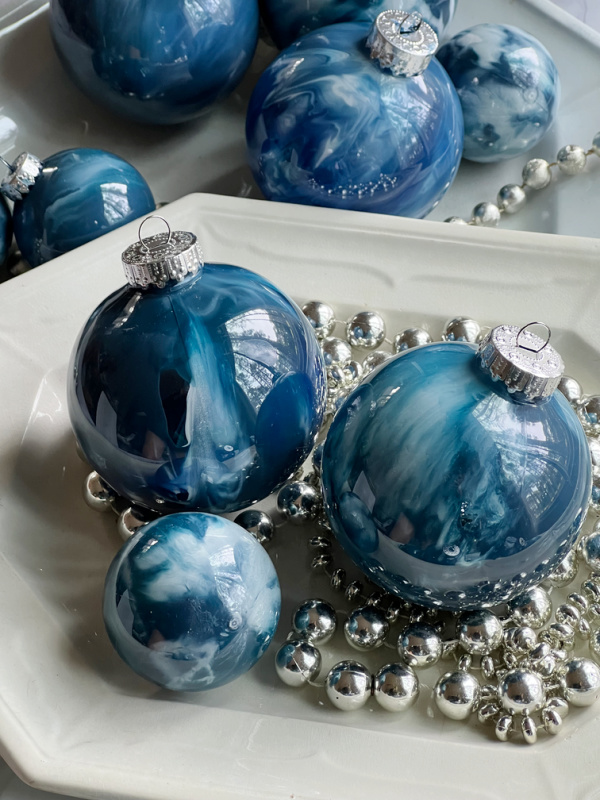 Blue Marbleized ornaments