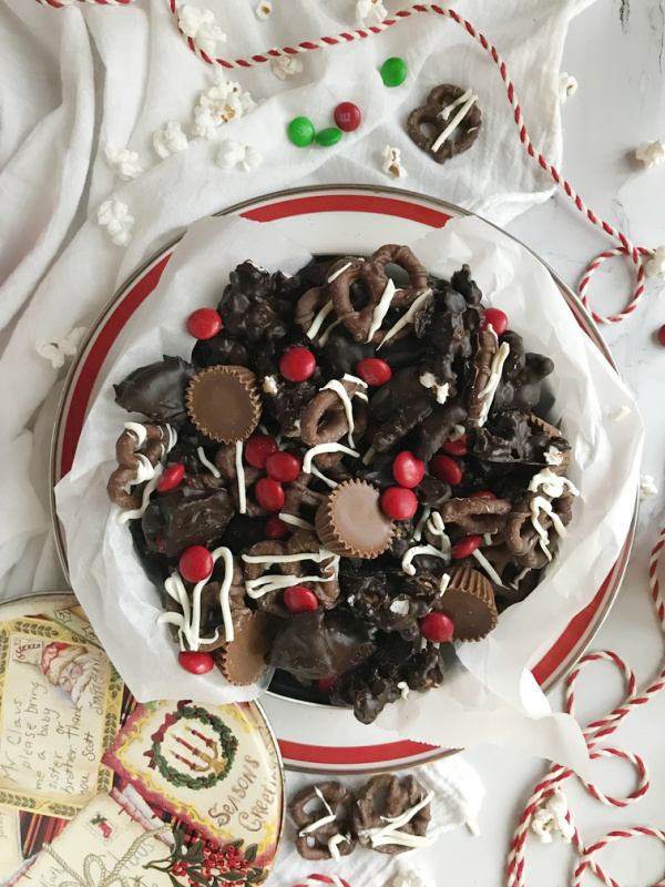 Chocolate loved holiday snack mix