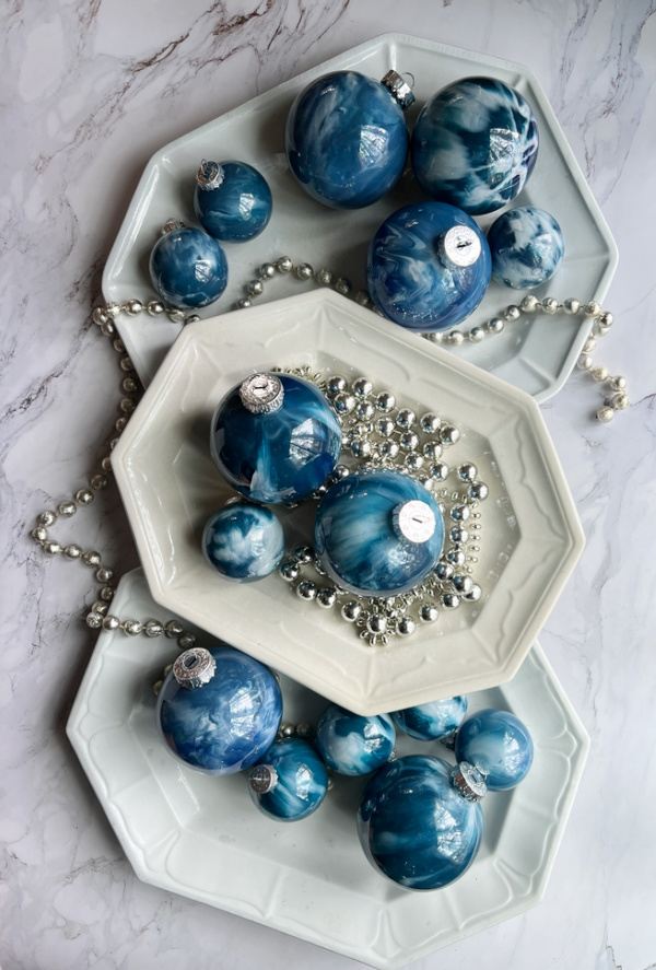 Marbled Christmas ornaments
