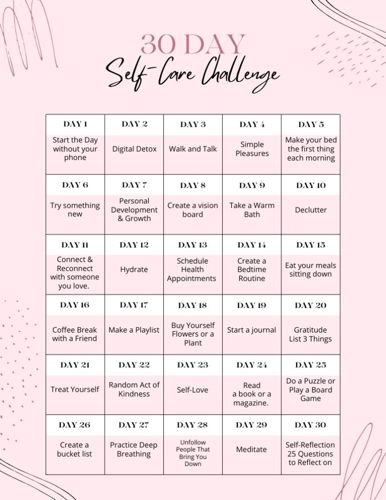 30 Days Self Care Challenges Planner