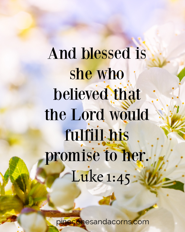 Luke 1_45 And blessed is she who believed that the Lord would fulfill his promise to her.