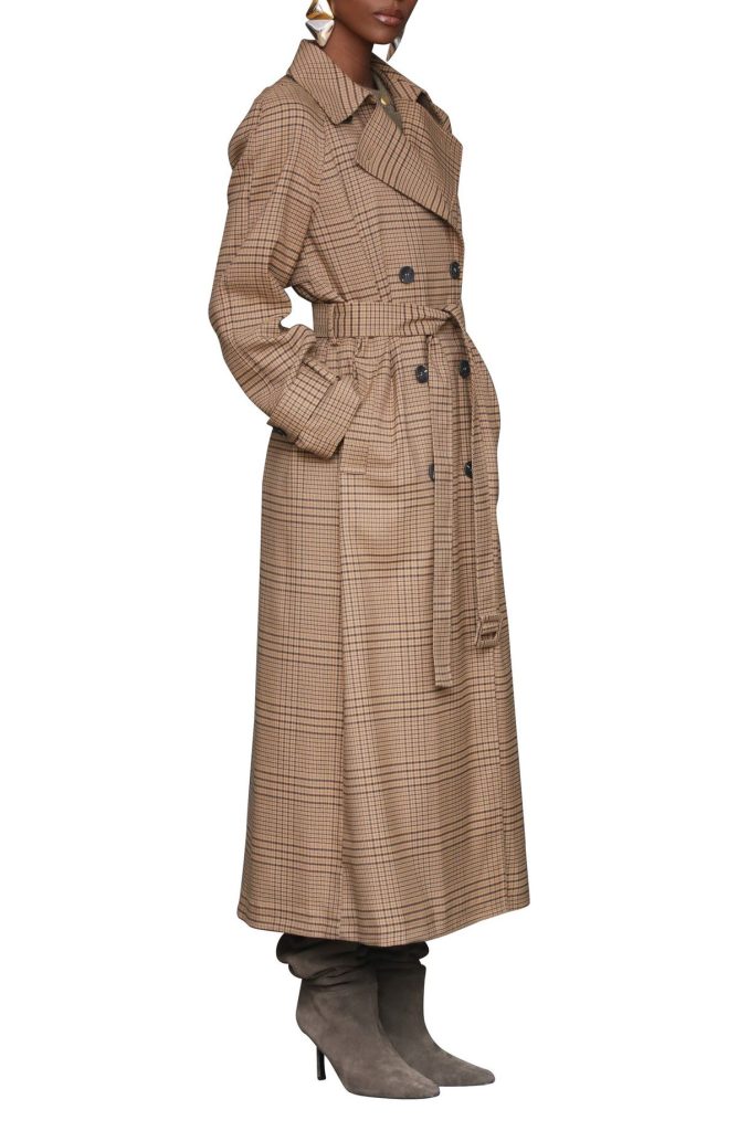 plaid trench. 