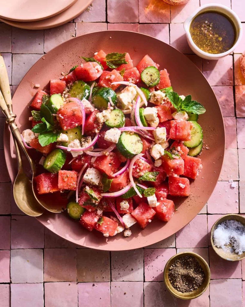 watermelon cucumber salad. 