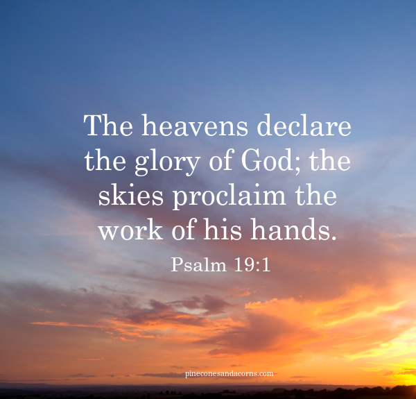 The heavens declare the glory of God; the skies proclaim the work of his hands. Psalm 19_1