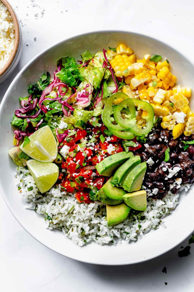 Veggie burrito bowls.