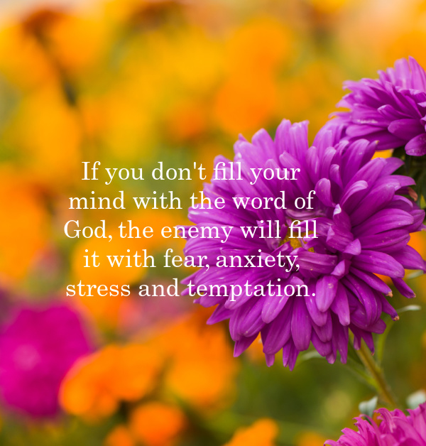 If you don't fill your mind with the word of God, the enemy will fill it with fear, anxiety, stress and temptation.