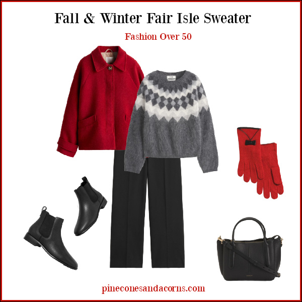 Fashion over 50 fall and winter fair isle sweater outfit.