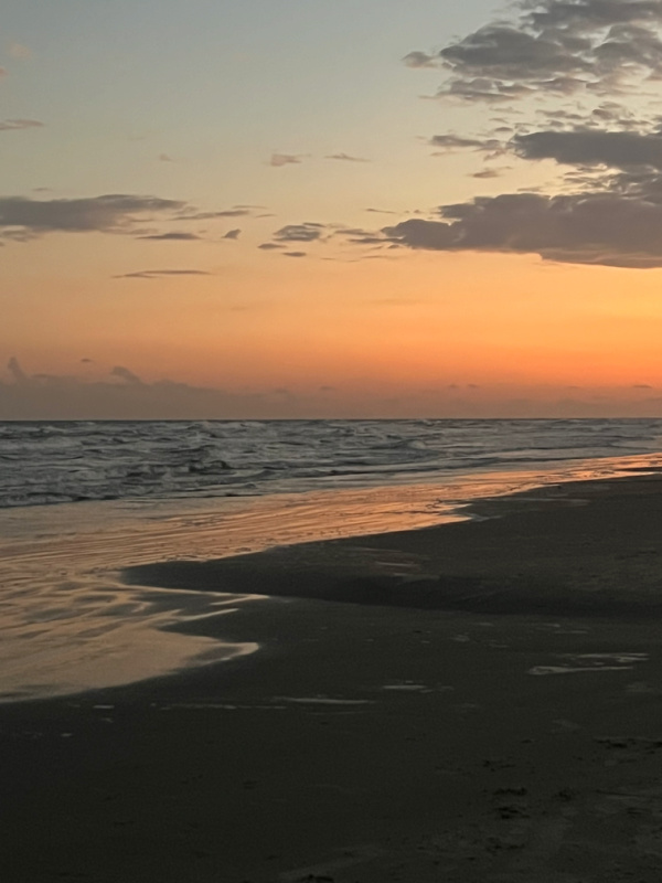 Galveston beach at sunset. 
