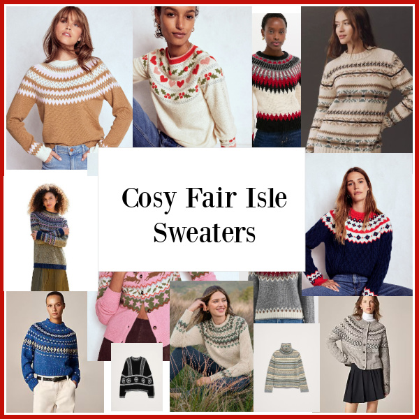 Cosy Fair Isle Sweaters collage.