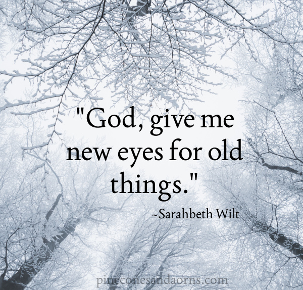 Quote God give me new eyes for old things. Sarahbeth Wilt