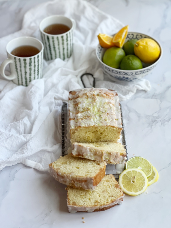 Triple Citrus Quick Bread with lemon icing